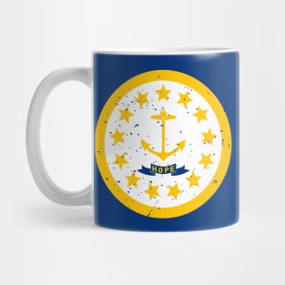 Retro Rhode Island State Flag // Vintage Rhode Island Grunge Emblem Mug